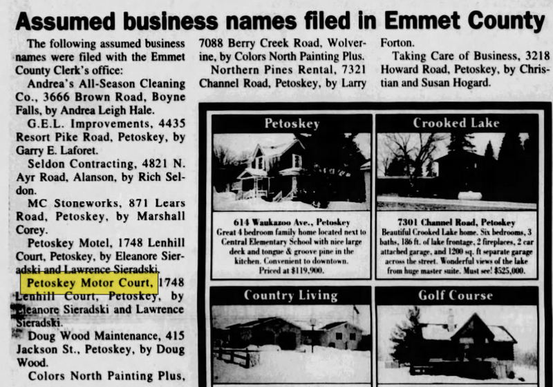 Petoskey Motel (Superior Motel, Petoskey Motor Court) - Apr 2000 Assumed Names